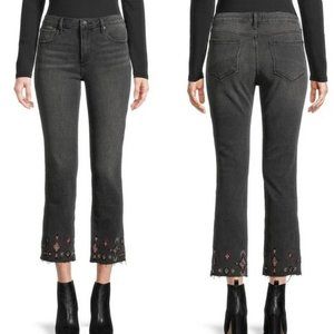 Driftwood Woman's 25 Black Colette Style Aztec Embroidered‎ Skinny Leg Jeans